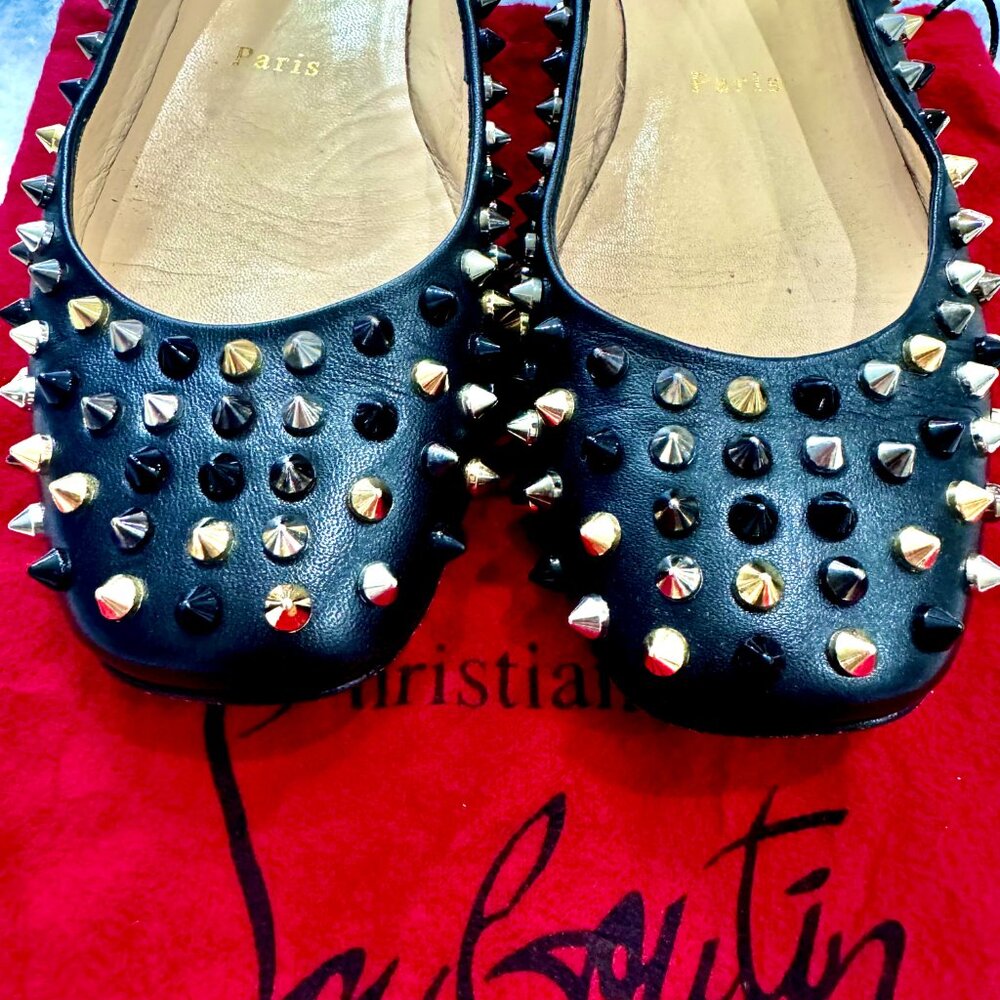 Christian Louboutin Black Studded Flats - Picture 6 of 8